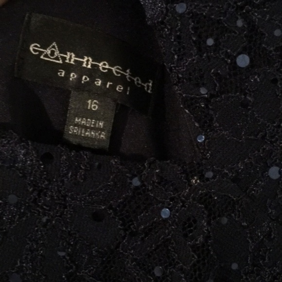 NWT Connected Cutout Sequined Lace Gown Dark Navy blue - Picture 2 of 6